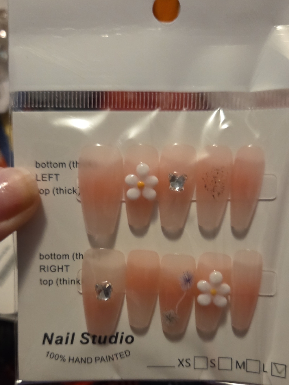 ♥️2 For $25♥️Peach Ombre Press-On Nails with Floral Accents